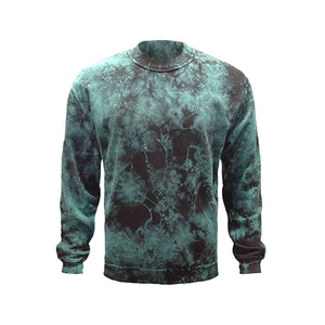 Men's Crew Neck Pullover Blank Mineral Wash Tie Dye, Teal/Black - Ace-apparels-store